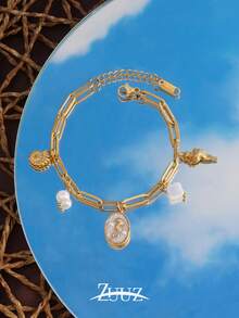 1 chiếc Vòng tay thép không gỉ Boho dành cho nữ Vòng tay hình đồng xu trang sức Quà tặng tiệc Vòng tay chuỗi đồng xu, Thích hợp cho phụ nữ đeo hàng ngày - Kiểu mặt dây chuyền đồng xu - Xem 14