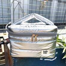 1 pieza Bolsa de cosméticos grande y portátil de patrón de nube suave, bolsa de aseo de alta calidad para llevar en la mano, con estilo bohemio, para vacaciones en la playa, baño, colección de dormitorio, gran capacidad