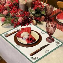 Farmhouse Christmas Plaid Dining Table And Kitchen Decor, Holiday Placemats Set - Red And Green, 2/4/6/8 Piece Set, Linen Placemats, Breakfast Placemats, Kitchen Accessories, Easy Clean Placemats, Suitable For Home, Dining Room, Restaurant Decor