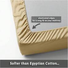 "26cm Extra Deep Pocket Plain Fitted Sheet - Microfiber, Super Soft Breathable, All UK Sizes" - Beige - View 1