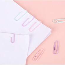 100pcs/Box Colorful Metal Paper Clips, Office Supplies - Multicolor - View 2