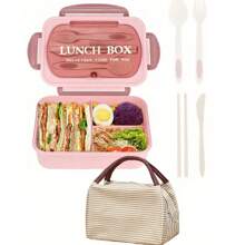 1pc 1200ml Adult Bento Box With Utensils And Leak-Proof Lid, 3-Compartment Lunch Container School Supplies,Back To School(Tableware, Lunch Boxes, And Storage Bags Can Be Selected For Purchase)