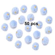 20/50 件可爱人造毛皮绒球珠，蓬松吊坠工艺珠，带铆钉细节和大孔，适合 DIY 珠宝制作、耳环、发饰和钥匙扣，可作为节日礼物赠送给家人和朋友 - 彩色 - 查看 24