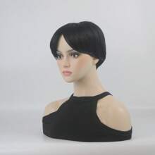 One Piece Black Short Middle-Part Wig For Men Synthetic Short Wigs Men Wig