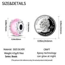 1 Piece Sterling Silver Luminous Charm Bead, Suitable For Original Bracelets, 100% 925 Pure Silver, Exquisite Style, Women's Jewelry Gift, Jewelry, Exquisite Snowflake Sky Blue Glass Cat Eyes, A Gift For Girls