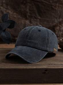 1 pieza Gorra de béisbol unisex de estilo casual y de moda para exteriores, ajustable, con etiqueta, de unicolor lavado, estilo retro de calle, adecuada para combinar a diario, tipo gorra de papá - A - Ver 6