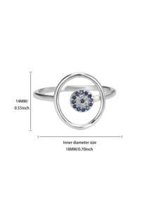 1 件简约圆形蓝色邪眼戒指，男女皆宜，18k 镀金不锈钢土耳其之眼戒指，婚礼女性幸运珠宝情侣礼物