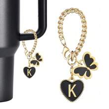 1pc Initial Letter Insulated Cup Accessory, Cup Charm, Fits 30 & 40 Oz Handled Glass Tumblers, Mini Water Bottle Keychain, Streetwear Style, Multi-Color, Wallet Decor, Handbag Charm