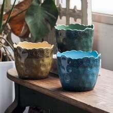 Modern Glazed 6in Yellow/Blue/Green Polystone Planter – Indoor Outdoor Plastic Planter Pot (3-Pack) – A 3-Pack Of 6-Inch Polystone Planters With Modern Glazed Finishes In Yellow, Blue, And Green, Suitable For Small Plants, Succulents, Or Herb Sprigs In Living Rooms, Balconies, Or Patios – These Planters Feature A Sleek Glazed Surface In Vibrant Yet Balanced Hues, Crafted From Polystone (A Durable Plastic Composite) For Use In Both Indoor And Outdoor Settings. Each 6-Inch Pot Offers Compact Space For Petite Greenery, While The Trio Of Colors Adds Subtle Visual Variety Without Clashing. The Modern Design Complements Decor Styles From Contemporary To Casual, With The Sturdy Material Ensuring Lasting Use. Perfect For Coordinated Displays Or Scattered Placement, They Blend Functional Plant Housing With A Fresh, Colorful Touch To Enliven Any Space - Multicolor - View 1
