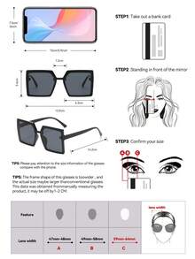 2pcs Unisex Retro Square Oversized Black Sunglasses, Classic Design | UV Protection, Suitable For Outdoor, Beach, Daily Wear And Driving - Black - View 5
