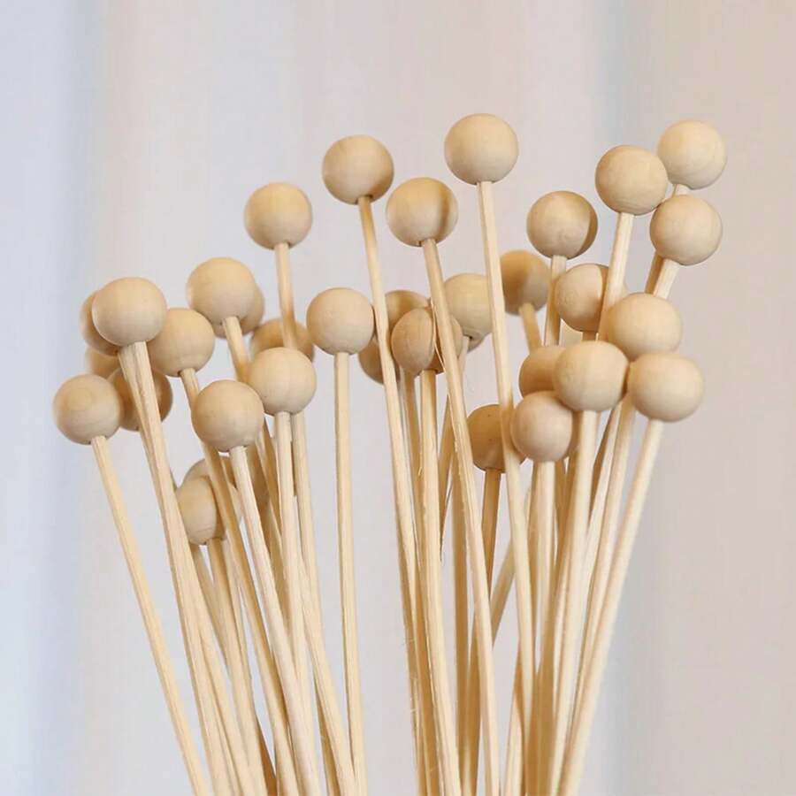 10pcs Natural Wood Ball Aroma Reed Diffuser Sticks Fragrance Diffuser Aromatherapy Rattan Reed Stick DIY Home Dration - 長22公分 直徑3毫米 - 查看 1