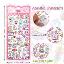 Cute Small 3D Kawaii Stickers - Adorable Cats, Animals And Fantasy Themed Fluffy Transparent Stickers - With Glitter And Gold Accents For Scrapbooking, Phone Case Decor (Random Color Shipped)
