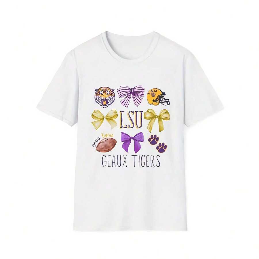 Geaux Tigers T-, Uni Ftstyle   Game Day, College Rel, Taiating, Sports Fanatic Gift, Purple & Gold Pride10 - Trắng 2 - Xem 1