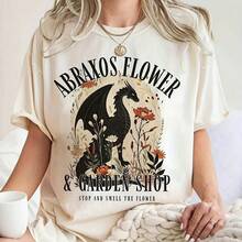 Tone Of Gl Flower 100%Cotton Shirt Retro Abraxos Flower Garden Club Cersized Loose Shirt  Uni Y2K Plus Size Butterfly Graphic T- - 白色5 - 查看 1