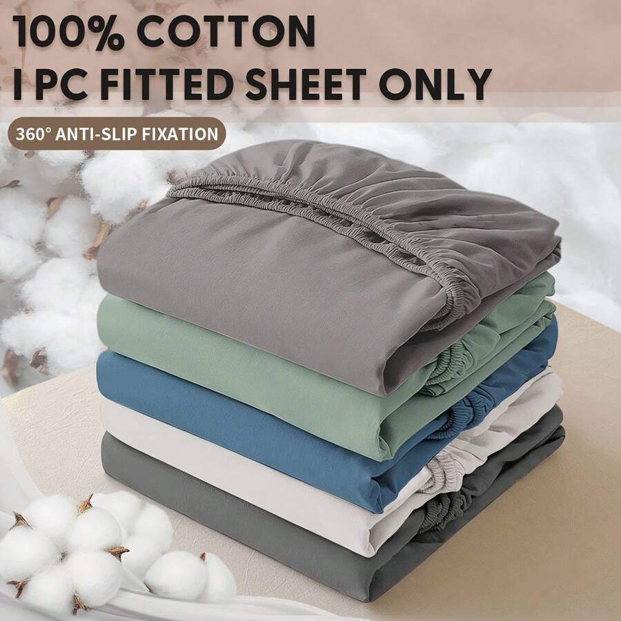 1件床笠,纯色简约设计,多种颜色可选,床垫保护套,透气舒适,亲肤材质(不含枕套),适用于学生宿舍、卧室、酒店、床上用品 - 淺灰色 - 查看 1