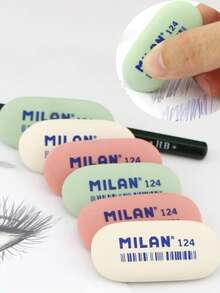 3 piezas de gomas de borrar con forma ovalada y de colores, artículos de papelería creativos, gomas de borrar de estilo minimalista, gomas de borrar limpias para estudiantes - Multicolor - Ver 8