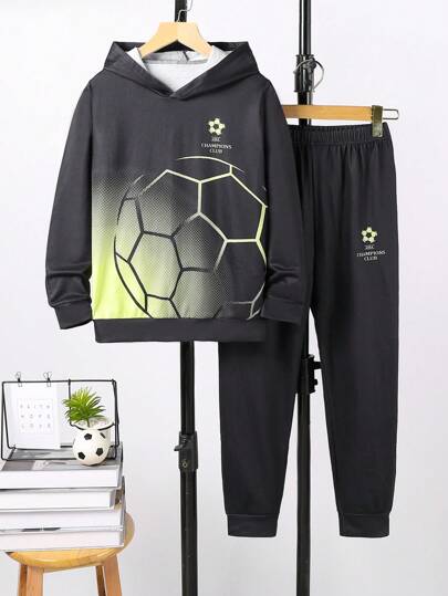 Jesienna/zimowa bluza z kapturem i spodniami z nadrukiem cyfrowym 3D, sportowy dres, dla dużych dzieci