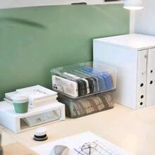 1 pieza Caja de almacenamiento de maquillaje para baño extra gruesa e impermeable, puede contener mascarillas faciales, esencias, cosméticos, fundas de teléfono, diseño de vista clara, organizador de tocador ahorra espacio