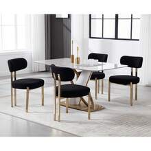 WAHSON OFFICE CHAIRS Set Of 2 Modern Dining Chairs Chenille Armless Kitchen Chairs With Metal Legs For Living Room - Black - View 3