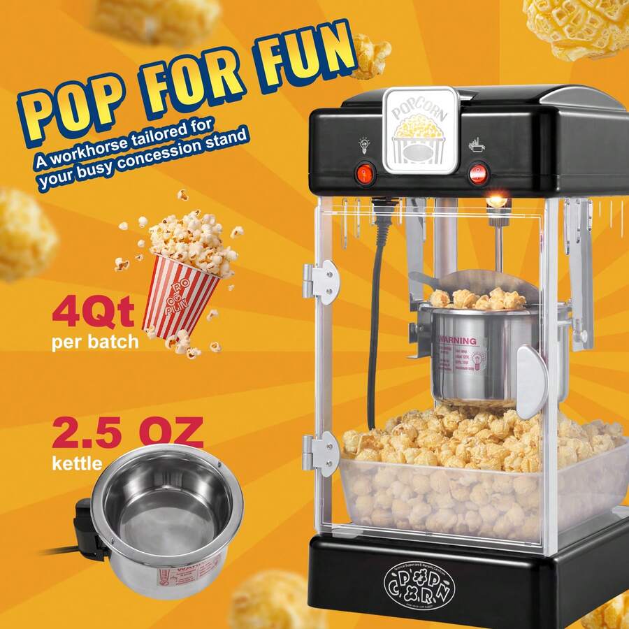 Tabletop Popcorn Maker, 300W, 75g, Black - View 1