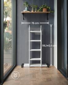 SONGMICS Ladder, Multi-Purpose Folding Ladder, Step Ladder, Aluminium Household Ladder, 4 X 4 Steps, Support Up To 150 Kg, 16 Steps, 6-In-1 Ladder, 430 Cm Long, Silver - Silver - View 6