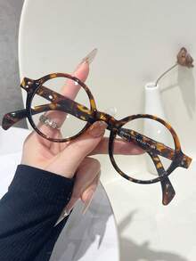نظارة إطار دائري للنساء، نظارة زينة بعدسات شفافة جميلة قطعة واحدة
