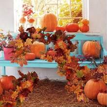 1 buc. Ghirlandă artificială de toamnă cu frunze de arțar de înaltă calitate, 78 inch – Iederă artificială roșu și portocaliu vibrant pentru decor de Ziua Recunoștinței, Halloween, Crăciun – Perfectă pentru balustrade de scări, piese centrale de masă, ferestre, verandă, pereți – Decorațiuni de nuntă de toamnă pentru interior/exterior, decorațiuni de toamnă pentru casă, decorațiuni pentru șemineu, plante artificiale, decorațiuni de Anul Nou