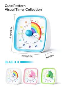 Yunbaoit Yunbaoit Visual Timer With Night Light, 60-Minute Countdown Timer For Adults , Silent Classroom Timer, Time Management Tool For Home, School, Or Work Blue Rainbow