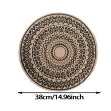 4 Stücke/6 Stücke/8 Stücke runde Tischsets, Leinen-Farbe Kaffee-Hintergrund mit schwarzem Blumen-Siebdruckdesign, hitzebeständig, rutschfest, isoliert, strapazierfähige Leinen-Gewebe Tischsets, 38 cm x 38 cm Halloween Glocken Muster, ideal für Restaurant-Eröffnung, Schlafzimmer-Schreibtisch-Dekoration, Hochzeitstisch-Dekoration, Geschirr-Schutz, Tischplattenschutz, geeignet für Küche, Esszimmertisch, Innen- und Außenbereich