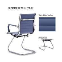 WAHSON OFFICE CHAIRS 2PCS PU Leather Office Chair Metal Frame Conference Chair For Meeting Room/Reception Area - Blue - View 4