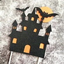 Colección de tarjetas de decoración de Halloween, decoración de pastel con calabaza, murciélago, bruja, fantasma, castillo, diversión para fiestas y disfraces