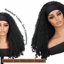 New Afro Curly Headband Wig Synthetic Braided Hair Texture With Unique Bouncy Curls In The End 22 Inch Soft Curly Headband Wigs For Women - Multicolor - View 5