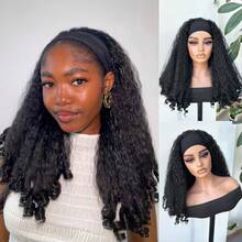 New Afro Curly Headband Wig Synthetic Braided Hair Texture With Unique Bouncy Curls In The End 22 Inch Soft Curly Headband Wigs For Women - Multicolor - View 2