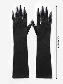 1 Pair Halloween Long Fingernail Demon Hand Gloves, Role Play Props, Arm Sleeves To Highlight Personalized, Suitable For Halloween Cosplay, Party Costumes Autumn Fall Winter Fall Arm Warmers - Multicolor - View 2