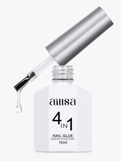 AILLSA Pegamento para uñas, 15ml/1 pieza Gel de uñas LED/UV resistente y de secado rápido, para arte de uñas, para salón en casa y manualidades de uñas DIY