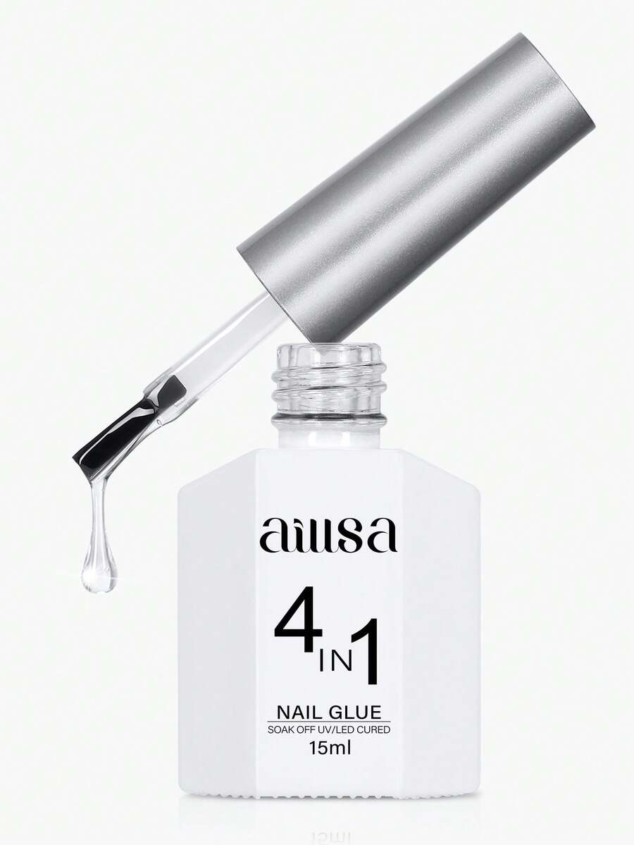 AILLSA 指甲胶水，15毫升/1支，可卸式，LED/UV灯适用，持久速干凝胶指甲油，适用于美甲、家庭美甲沙龙DIY美甲 - 無色 - 查看 1