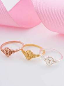 1pc Vintage Copper Gold Plated Butterfly Minimalist Unique Ring, Suitable For Women Daily Wear - Butterfly Seal - View 2