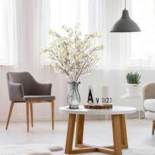 Artificial Cherry Blossom Flowers 4 Pcs Faux Cherry Blossom Stems Faux Silk Cherry Blossom Branches 41'' Fake Flowers Long Stems For Vase Arrangements Home Wedding Table Decor (Pink) KF - New White - 查看 6