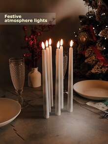 6pcs Ivory Wax LED Candle Lights, Battery Operated Flameless Taper Candles With Remote Control/Timer, Warm White, For Home, Halloween, Christmas, Valentine's Day, Wedding, Party, Holiday Decor