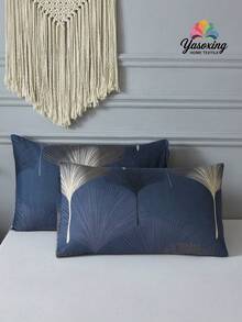 1對銀杏葉圖案枕套不附帶枕芯,現代織物樹葉印花床上用品枕套床用 - 彩色 - 查看 1