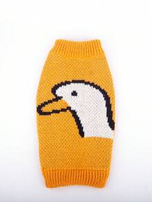 Autumn/Winter New Cute Dog & Cat Pullover Sweater, Fashionable Knitted Thick Fabric, Adorable Duck Jacquard Design, Stylish Pet Clothing
