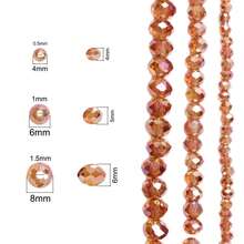 1Strand 4-8mm Champagne Glass Beads Faceted Austria Crystal Round Loose Beads DIY  For Bracelets Jewelry Making - Rượu sâm banh - Xem 3