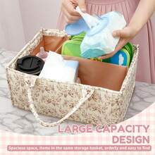 1pc Floral Diaper Caddy Organizer, Stylish Nursery Storage Basket - Gift For Baby Shower, Baby Registry Must Have, Newborn Essentials - Baby Caddy Organizer(Flower Prints In Randomized Positions) - Pastoral Daisy - View 11