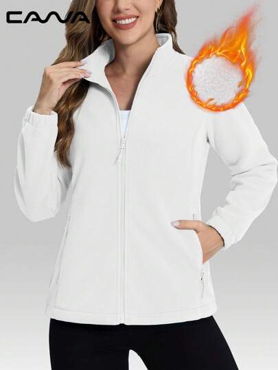 Cavva 女士保暖连帽轻便保暖休闲长袖运动外套，带口袋，适合跑步、钓鱼、健身、工作、冬季、滑雪等场合。