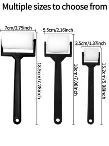 opeth 3pcs Black Handle Sponge Roller Brush Set, Large/Medium/Small Sponge Printing & Painting Combo Kit, DIY Painting Sponge - Black and White - View 2