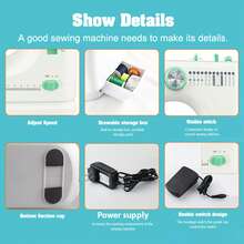 12-Stitch Mini Sewing Machine - Multifunctional Household Sewing Machine With Extension Table, EU Plug - Ideal For Creative Sewing Projects And Versatile Applications - EU E Type Plug(220-240V) - View 3