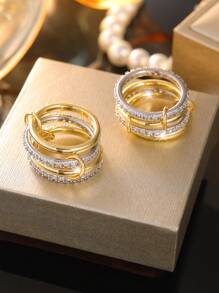 CVNANA 4pcs/Set Elegant Stackable Rings, Inlaid With Shiny Cubic Zirconia Teardrop And Rectangle Symbols, Representing Romance And Elegance, Suitable For Daily Wear, Also A Great Gift For Chinese New Year, No Gift Box - A - View 10