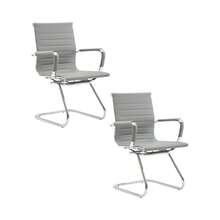 WAHSON OFFICE CHAIRS 2PCS PU Leather Office Chair Metal Frame Conference Chair For Meeting Room/Reception Area - Grey - View 3
