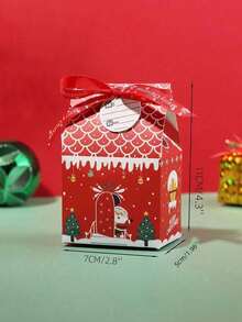 10pcs/50pcs/Pack Colorful Mini Christmas House Gift Boxes, Party Favor Boxes With Ribbons And Cards Christmas Pajamas Gifts Christmas Decor - Multicolor - View 2