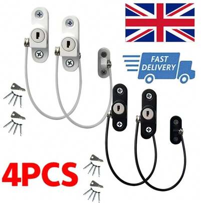 4X Window Door Cable Restrictor Ventilator Child Baby Safety Security Lock UPVC